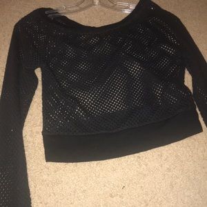 long sleeve fishnet crop top